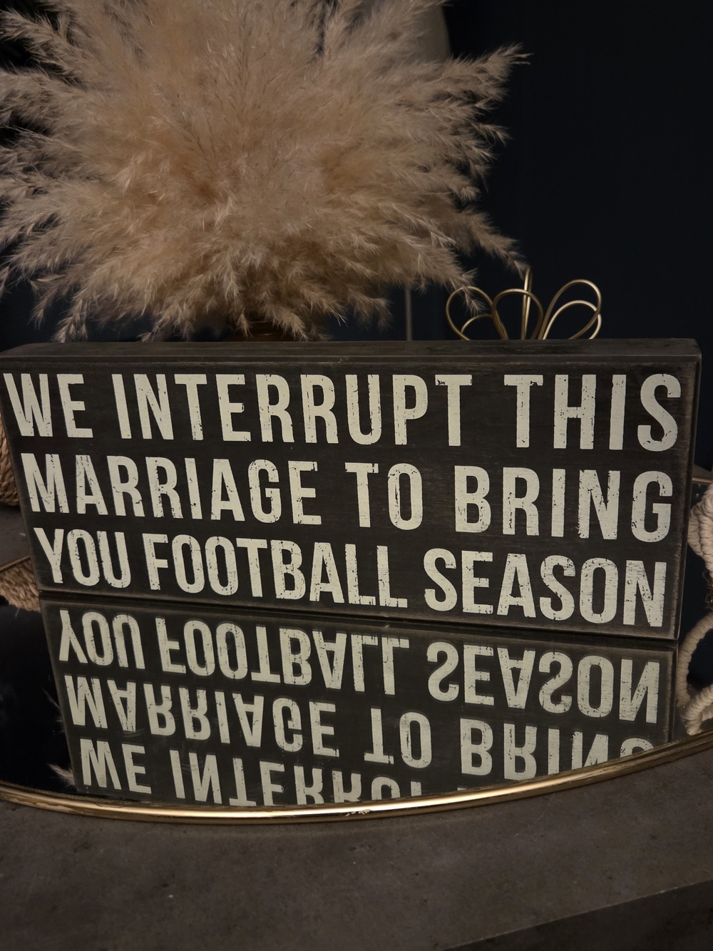 Primitives by Kathy Football Season Marriage Wood Box Sign Rustic Farmhouse